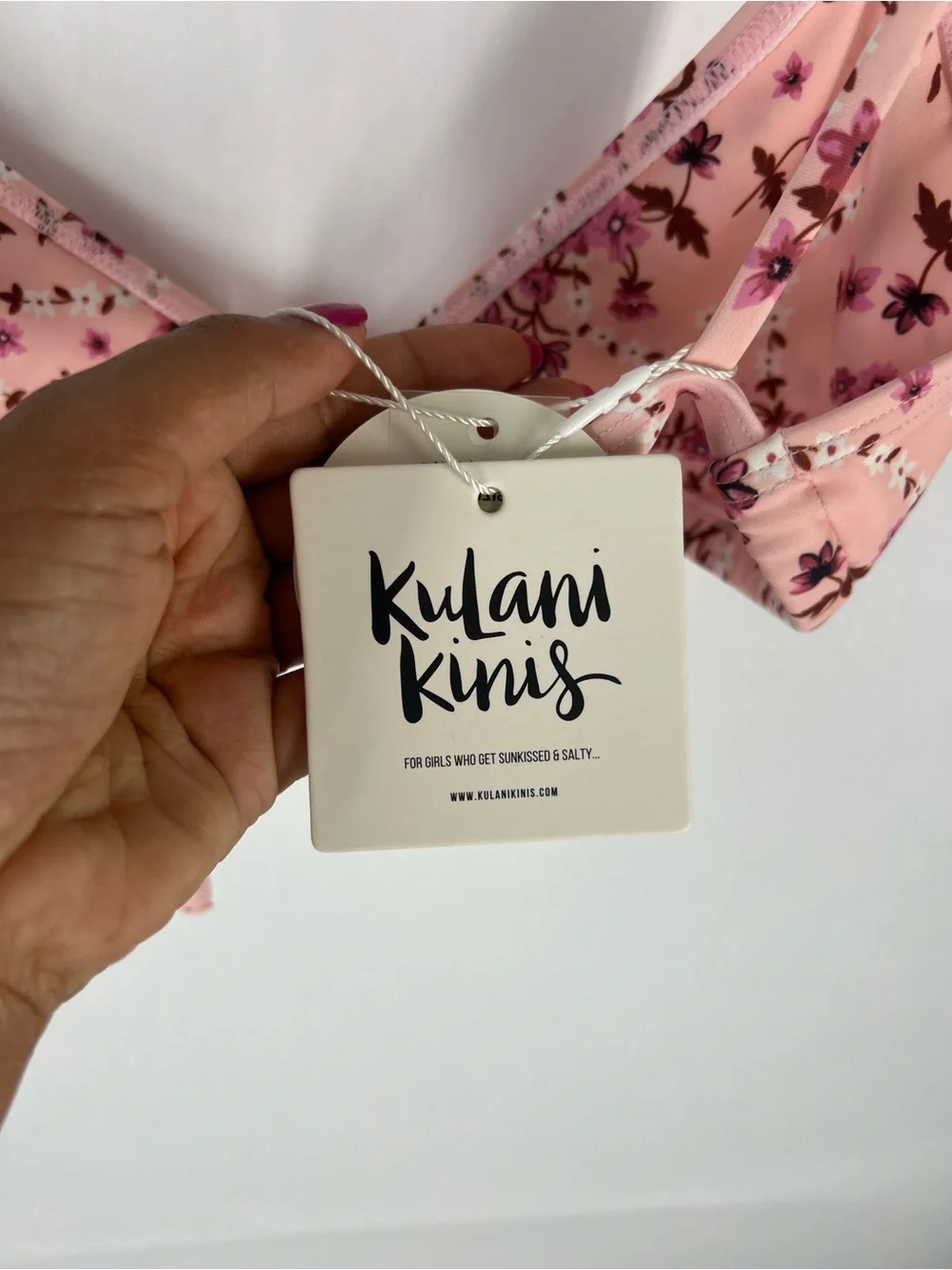 Kulani Kinis Angel Baby Bralette Bikini Top Pink Floral Size S NWT